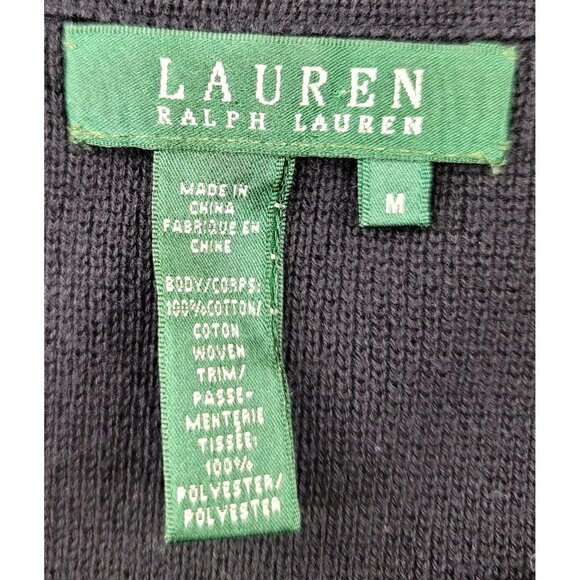 Lauren Ralph Lauren Black Hidden Hood Cotton Poly Sweater Jacket Zip Snap Medium - Picture 2 of 10